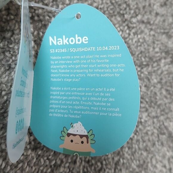 New With Tags Squishmallow 3.5" Nakobe The Axolotl Latte Plush Clip - Picture 8 of 12